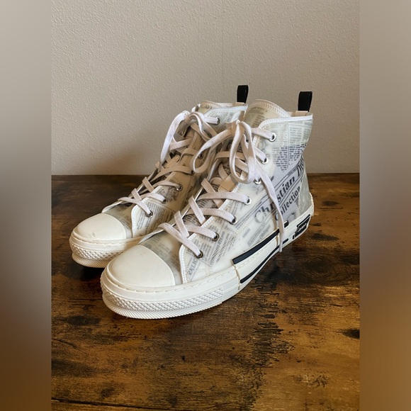Dior x Daniel Arsham Newspaper Print B23 Hi-Top - Picture 1 of 8
